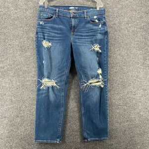 Old Navy‎ Jeans Womens 10 Blue Boyfriend Mid Rise Distressed Casual Hippie Boho